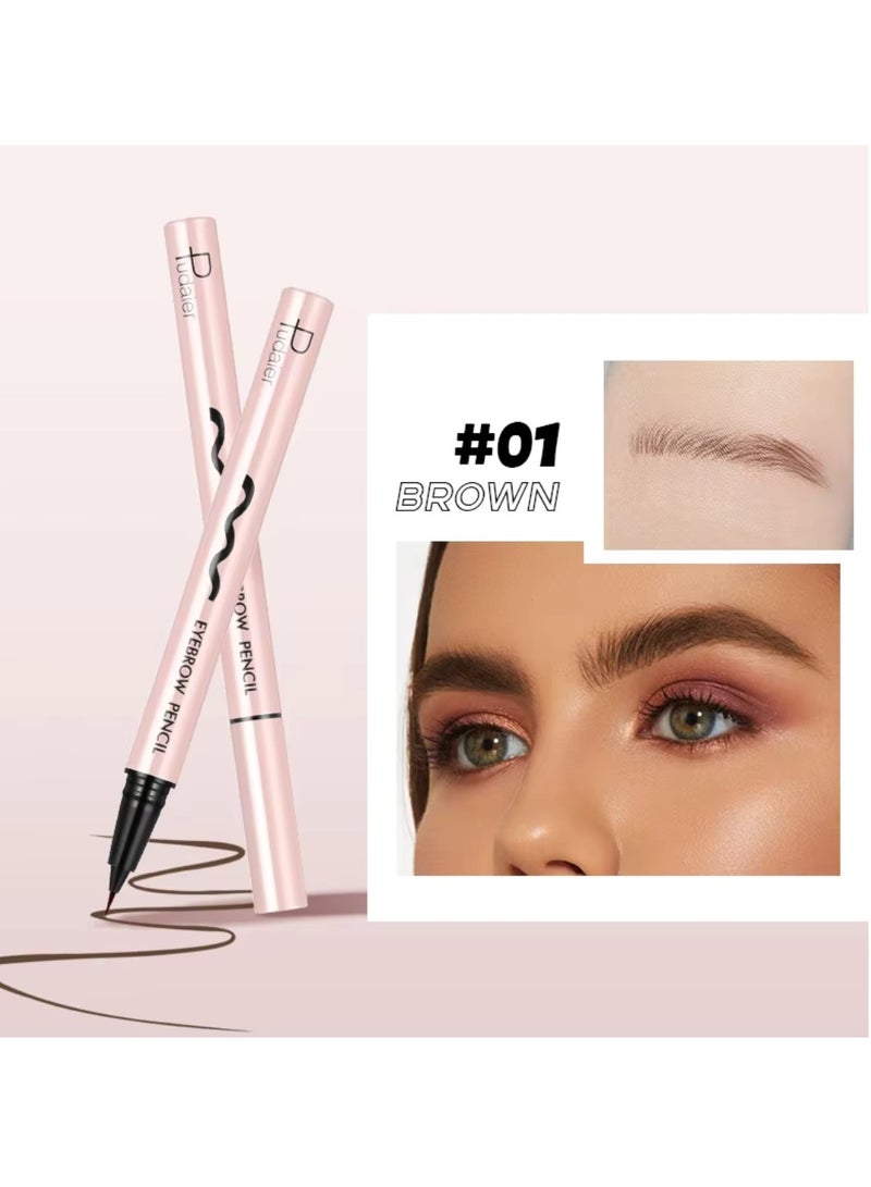 Eyebrow Pencil Liquid Eyebrow Pen Long Lasting Waterproof and Sweat Resistant Brow Color 0.01mm Tip Brow Pen for Thick to Thin Lines Eyebrow Color Brown 01