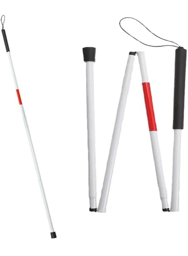 Urmit Surgical Folding Blind Cane Reflective Red Folding Walking Stick for Vision Impaired and Blind People - Image 1