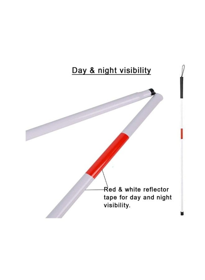 Urmit Surgical Folding Blind Cane Reflective Red Folding Walking Stick for Vision Impaired and Blind People - Image 3