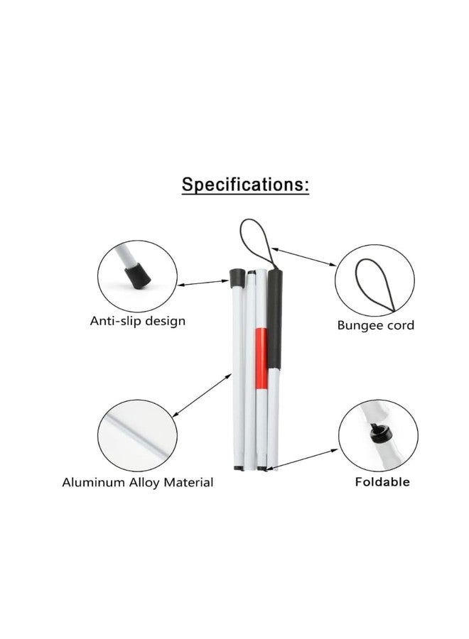 Urmit Surgical Folding Blind Cane Reflective Red Folding Walking Stick for Vision Impaired and Blind People - Image 2