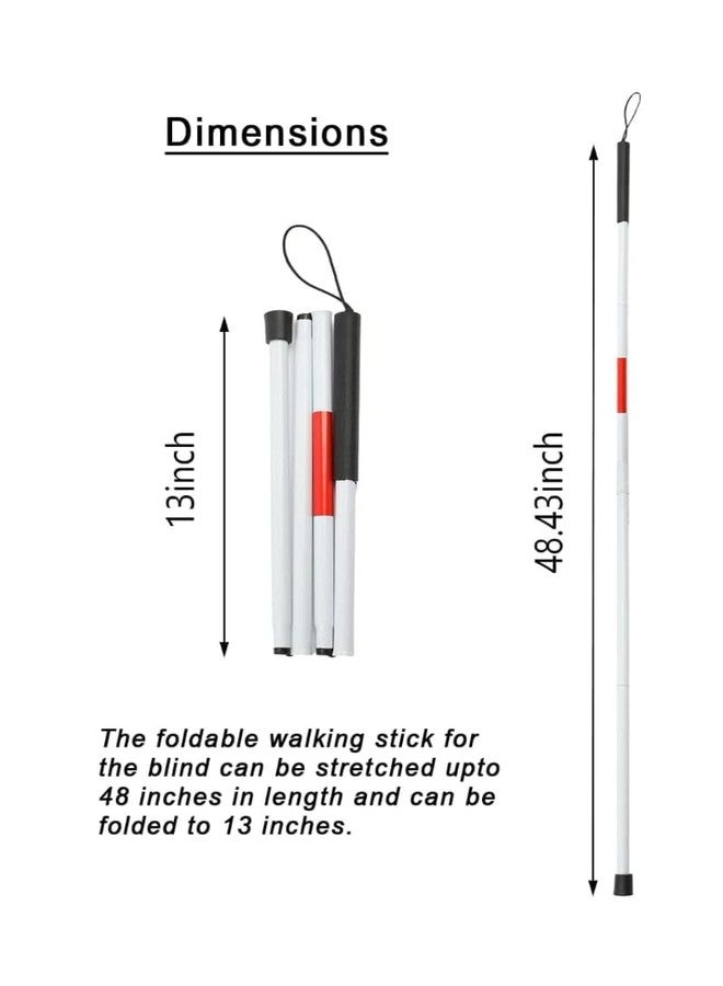 Urmit Surgical Folding Blind Cane Reflective Red Folding Walking Stick for Vision Impaired and Blind People - Image 5
