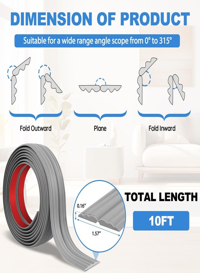 Heonay Wall Corner Protector Peel and Stick Wall Corner Trim Molding Flex ible Inside & Outside Wall Corner Guard Edge Protector Self Adhesive Moulding Trim for Wall Edge Ceiling, Gray, 1.6” W x 10’ L - Image 5