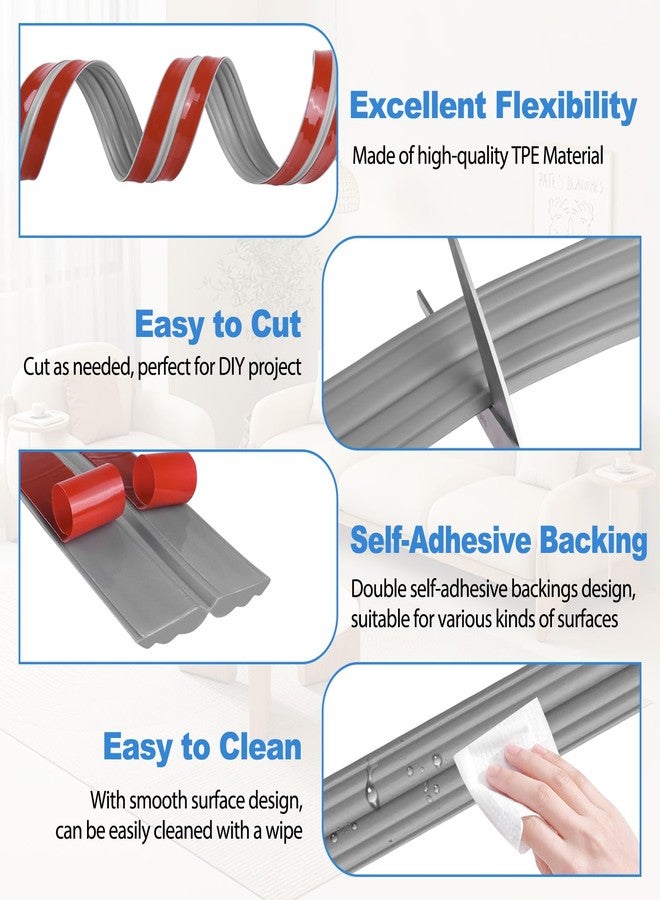 Heonay Wall Corner Protector Peel and Stick Wall Corner Trim Molding Flex ible Inside & Outside Wall Corner Guard Edge Protector Self Adhesive Moulding Trim for Wall Edge Ceiling, Gray, 1.6” W x 10’ L - Image 2