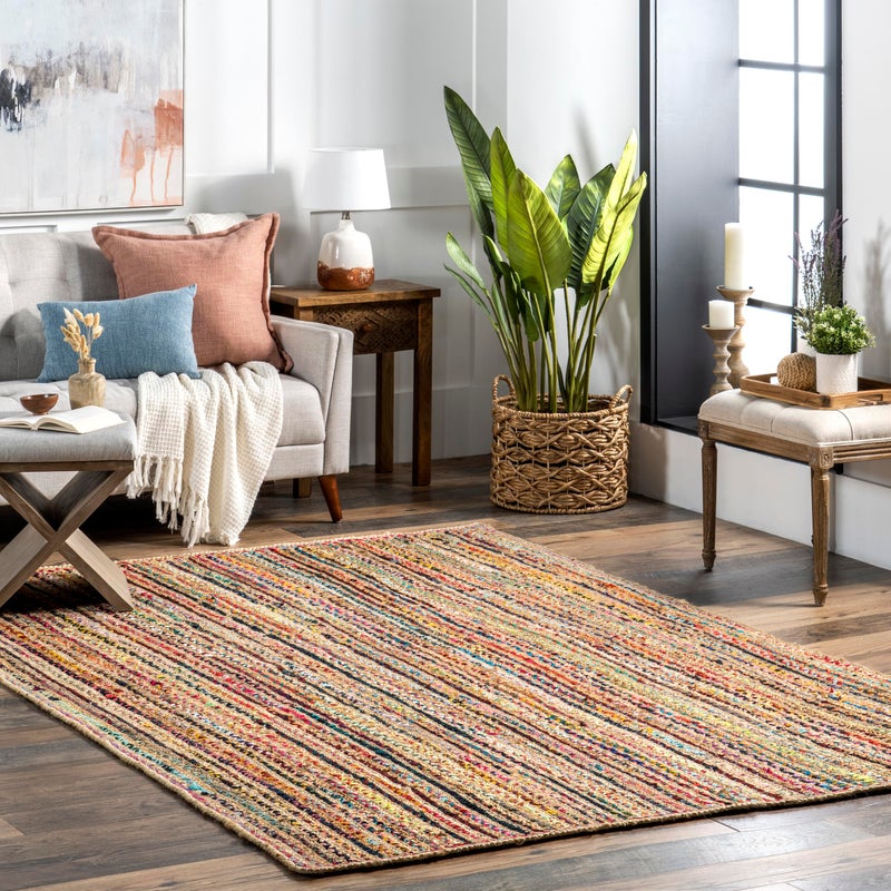 nuLOOM 3 x 5 Bohemian Hand Braided Area Rug Vibrant Colors Hand Crafted in India Medium Pile Aleen Multi