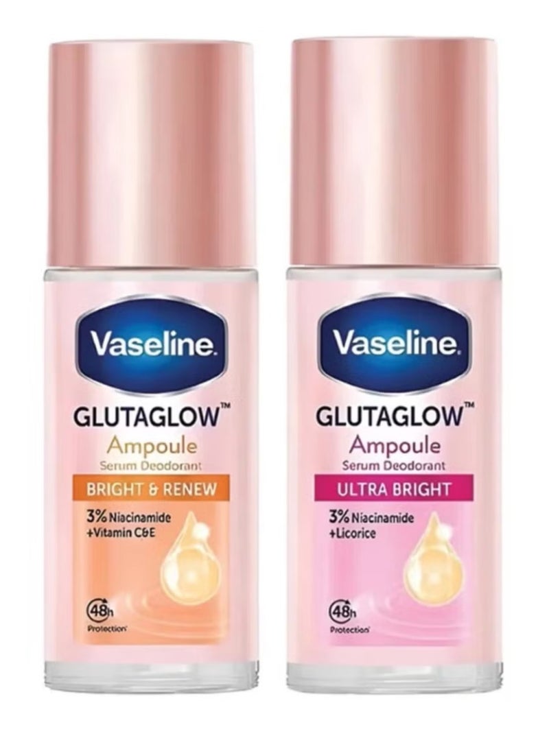 Vaseline Glutaglo Deodorant Serum Regenerative and Super Gloss Ampoule, 45 ml each