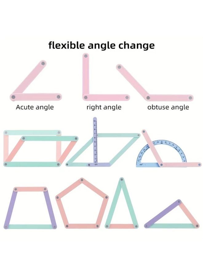 18 Pcs Magnetic Geometry Learning Set With Protractors For Math Shape Exploration - Image 2