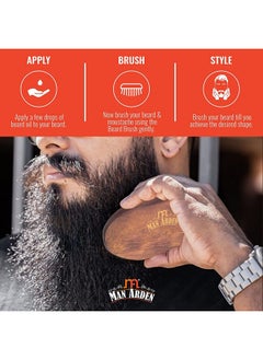 Man Arden 100% Boar Bristle Beard Brush With Hand Crafted Premium Wood Handle With Premium Faux Leather Pouch  - Image 4