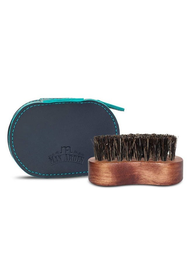 Man Arden 100% Boar Bristle Beard Brush With Hand Crafted Premium Wood Handle With Premium Faux Leather Pouch  - Image 1