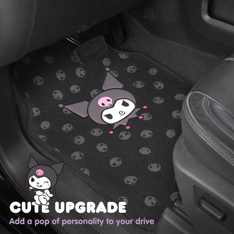 Carbella Kuromi Carpet Car Floor Mats - Universal Fit for Cars, SUVs & Trucks - Black with Kuromi Print & Purple, Pink Accents - Front & Rear Set, 4 Piece - Image 5