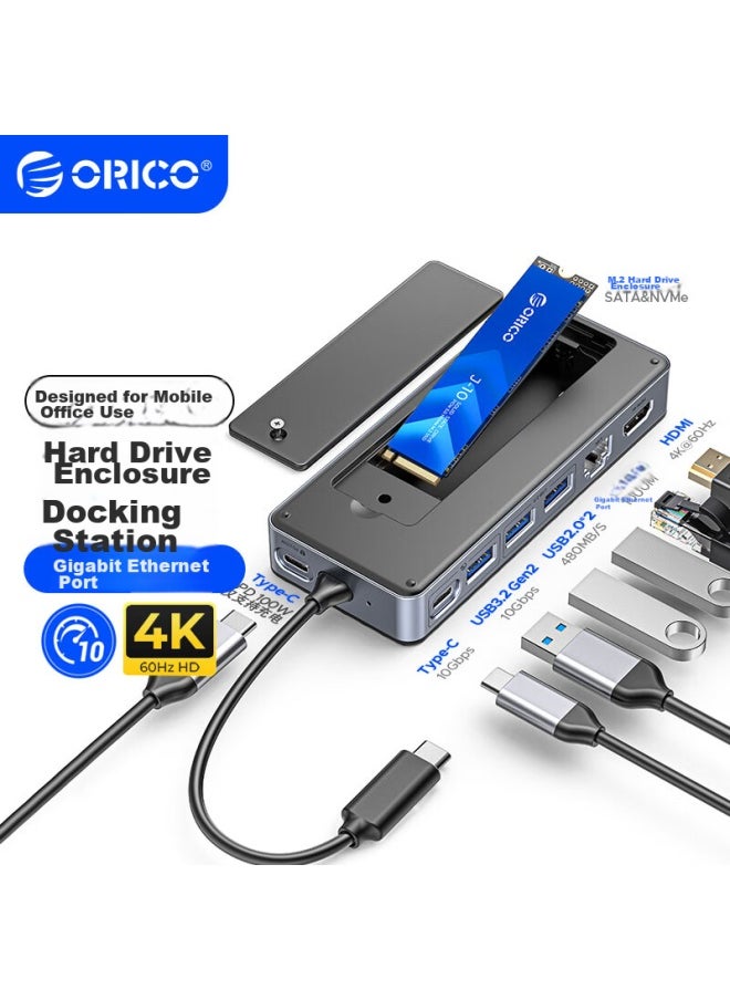 Orico Orico Hard Drive Dock, M.2 Nvme/sata Dual Protocol Ssd Enclosure, Usb3.2 High-speed Expansion Dock, Type-c To Hdmi Adapter, Compatible With Mac Computers, Om28pr  - Image 1