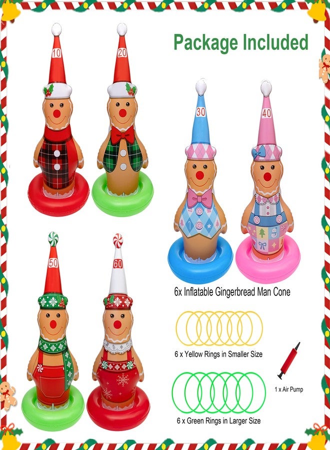Stegosaurus 6 Pack Christmas Ring Toss Games, Gingerbread Man Inflatable Ring Toss Game,Christmas Party Games for Kids,Adults,Family,Indoor Outdoor Game Garden Toys Gifts - Image 4