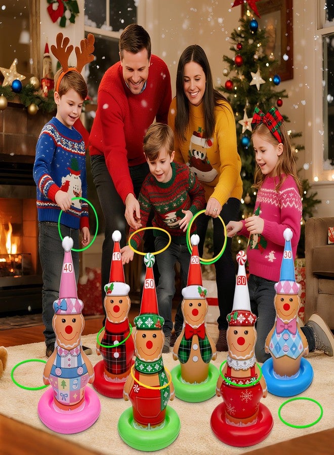Stegosaurus 6 Pack Christmas Ring Toss Games, Gingerbread Man Inflatable Ring Toss Game,Christmas Party Games for Kids,Adults,Family,Indoor Outdoor Game Garden Toys Gifts - Image 5