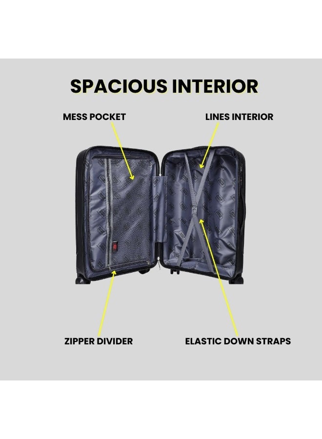 British traveller Polypropylene Luggage | 28”/ Large Lightweight Suitcases with 360° Spinner Wheels, TSA Lock, Water & Scratch Resistant | Durable Hard Shell Trolley Bags with Telescopic Handle - Black - Image 5