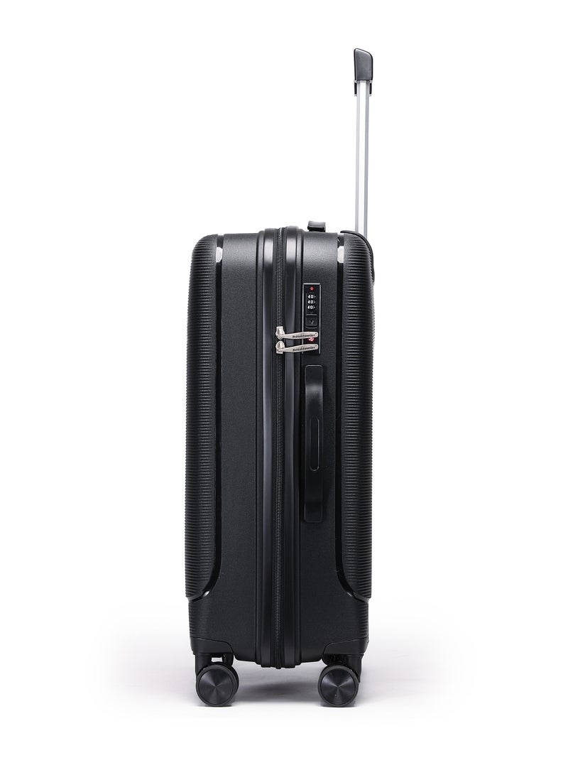 British traveller Polypropylene Luggage | 28”/ Large Lightweight Suitcases with 360° Spinner Wheels, TSA Lock, Water & Scratch Resistant | Durable Hard Shell Trolley Bags with Telescopic Handle - Black - Image 4