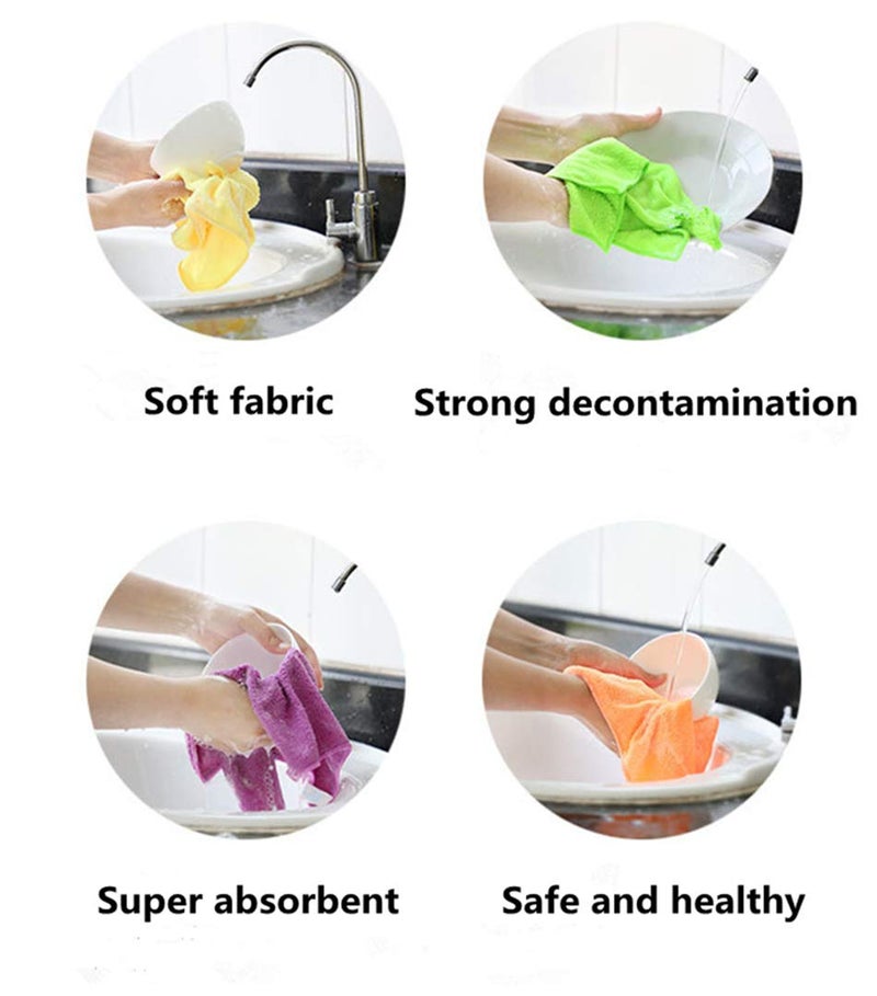 YSLON Rubber Cleaning Gloves Kitchen Dishwashing Glove 2-Pairs And Cleaning Cloth 2-Pack,Waterproof Reuseable. (Small) - Image 5