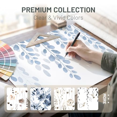 WITHLOC No Hook Shower Curtain with Snap in Liner - Eucalyptus Shower Curtain - Fabric Waterproof Inner Liner, Plants Blue Leaves Farmhouse Cloth Shower Curtains - Machine Washable, 71 x 74 Inch - Image 3