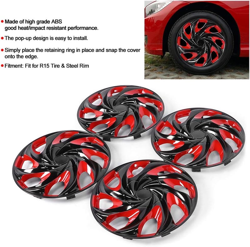 woobles Hubcaps Wheel Cover 4pcs 15in Wheel Hubcap Snap On Hub Caps Cover Auto Accessories Fit for R15 Tire Steel Rim - Image 2