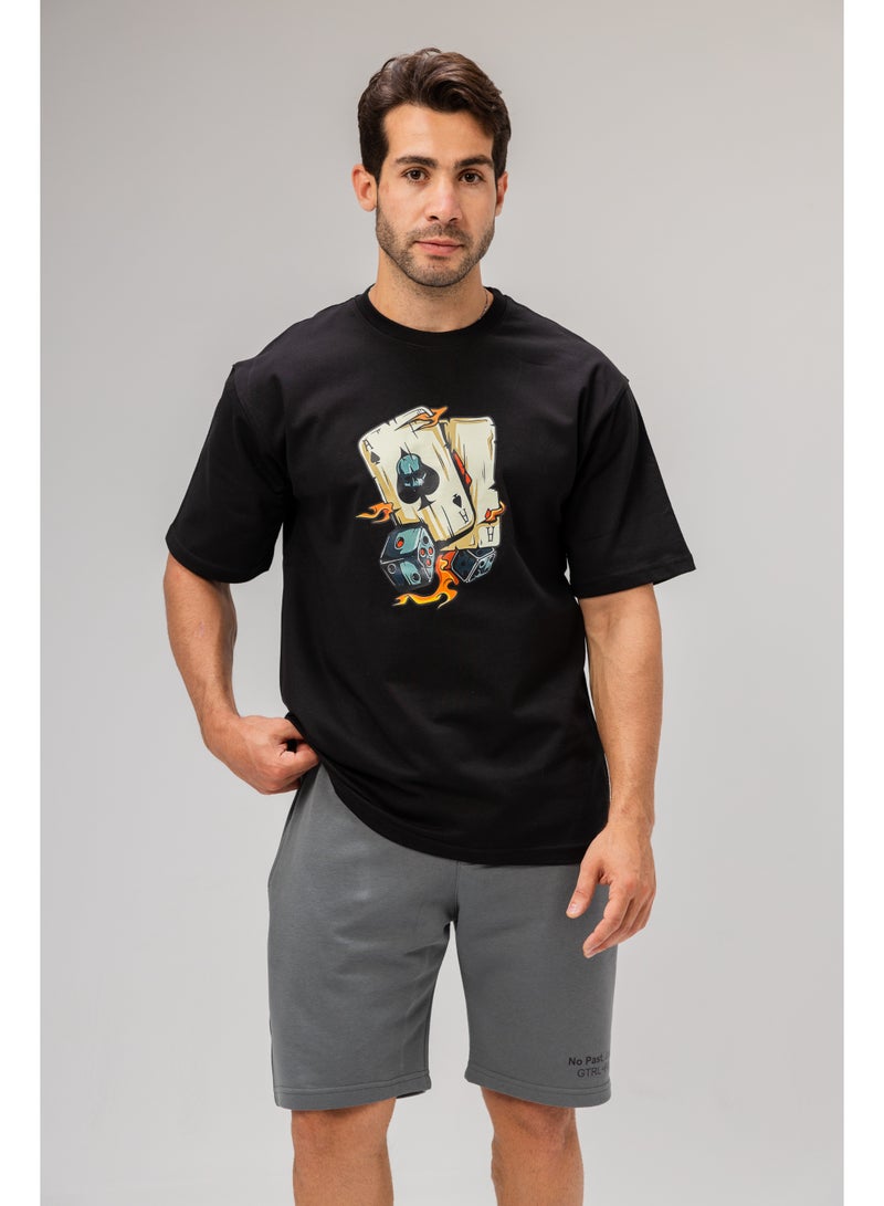 Future Men Basic Half Sleeves T-Shirt Casual Style With Simple Design For Men Black Size XL - Image 1