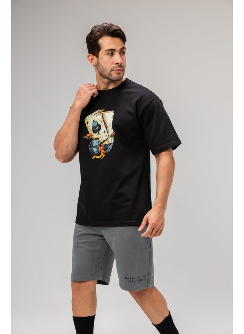 Future Men Basic Half Sleeves T-Shirt Casual Style With Simple Design For Men Black Size XL - Image 4