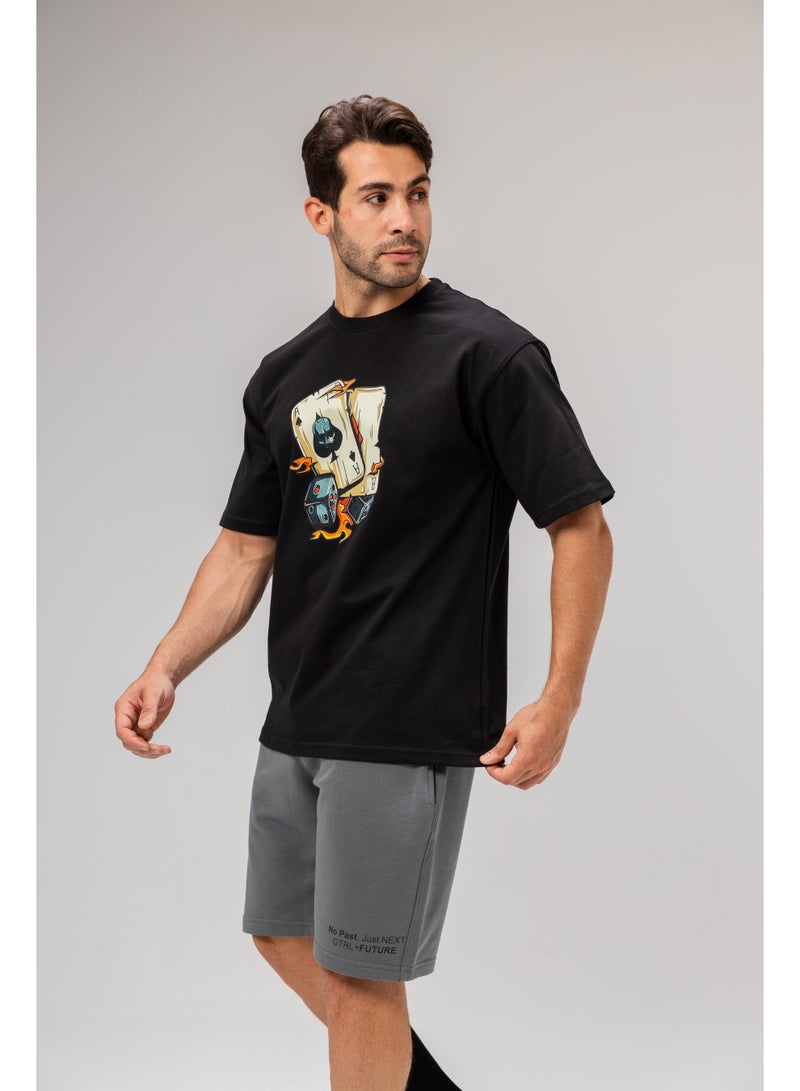 Future Men Basic Half Sleeves T-Shirt Casual Style With Simple Design For Men Black Size XL - Image 5