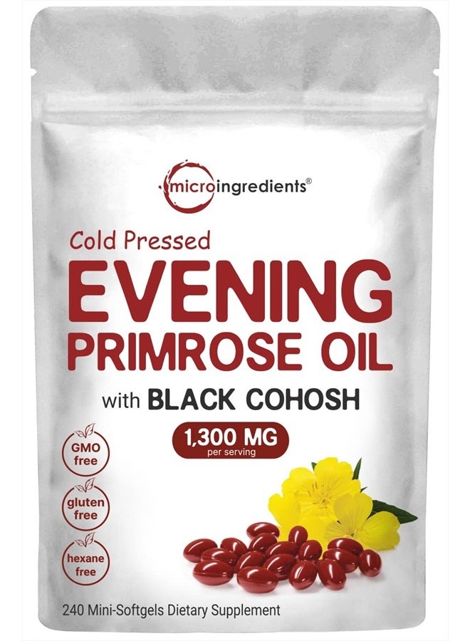 Micro Ingredients Evening Primrose Oil 1300mg Perserving, 240 Softgels | Enhanced with 40mg Black Cohosh Extract, Cold Pressed – 10% Active GLA, Non-GMO, No Gluten, Easy to Swallow - Image 3