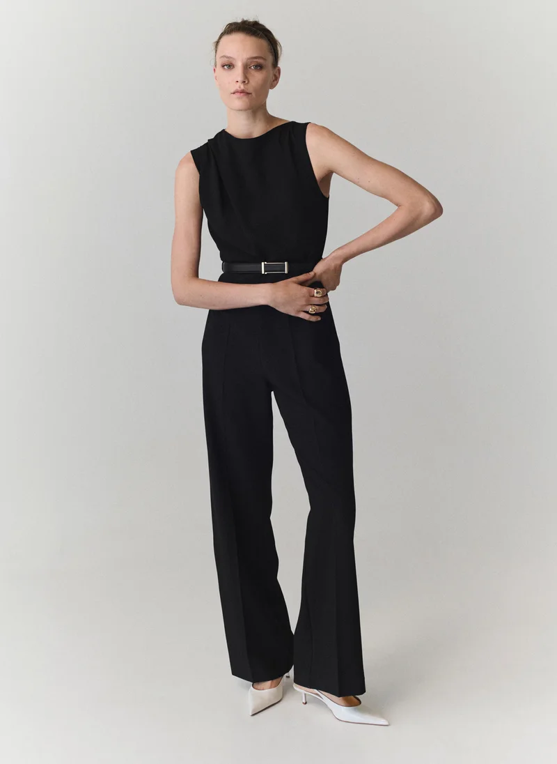 Straight-Fit Jumpsuit With Belt