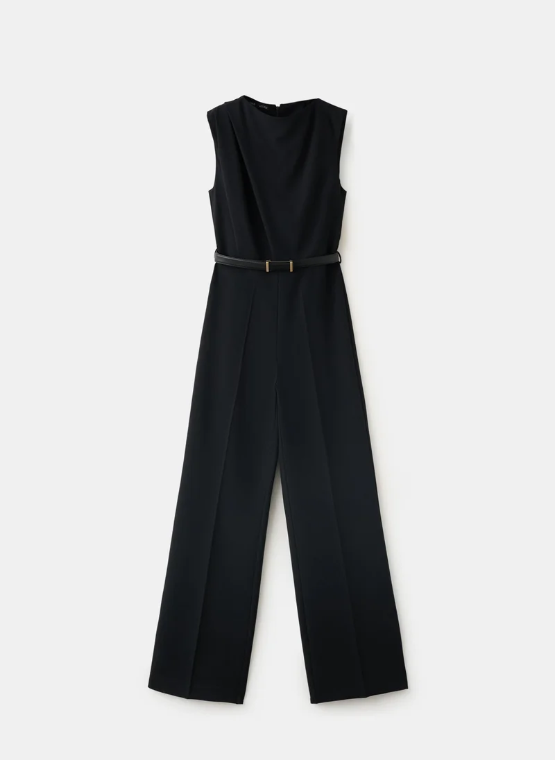 Mango 99-NEGRO Straight-Fit Jumpsuit With Belt for Women | Best Price UAE