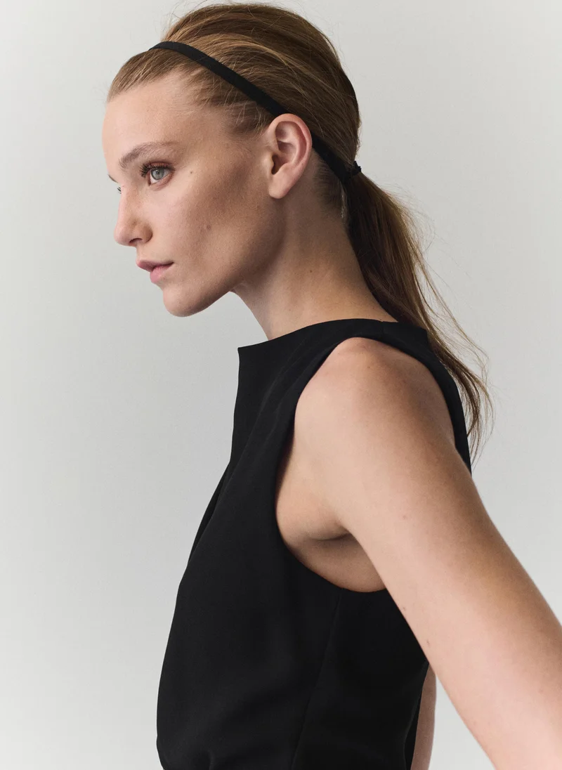 Mango 99-NEGRO Straight-Fit Jumpsuit With Belt for Women | Best Price UAE