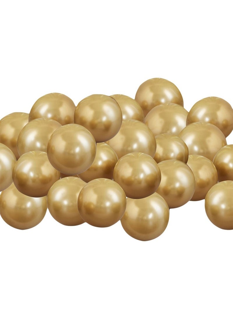 Ginger Ray Mini Chrome Gold Balloons 13cm 40-Pack - Image 1