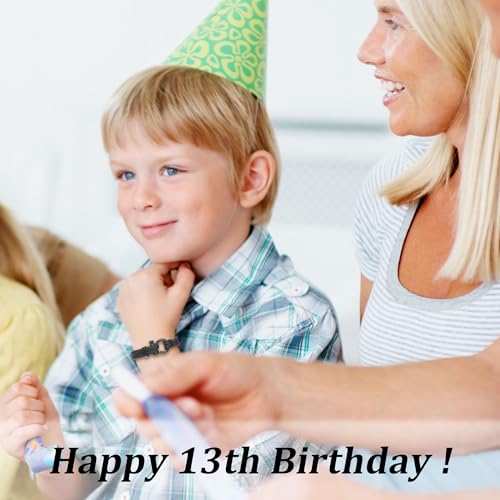 Sereney 13 Year Old Boy Birthday Gifts Ideas Adjustable Leather ID Bracelet as 13th Birthday Gifts for 13 Year Old Boy 13 Birthday Decorations for Boys Men Male Son Grandson Nephew Friend - Image 2