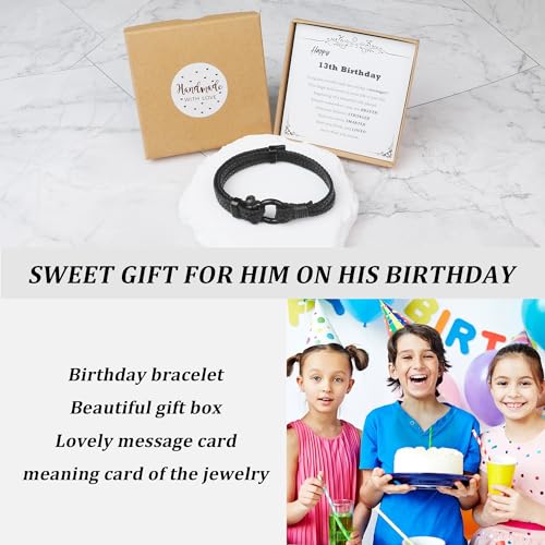 Sereney 13 Year Old Boy Birthday Gifts Ideas Adjustable Leather ID Bracelet as 13th Birthday Gifts for 13 Year Old Boy 13 Birthday Decorations for Boys Men Male Son Grandson Nephew Friend - Image 4