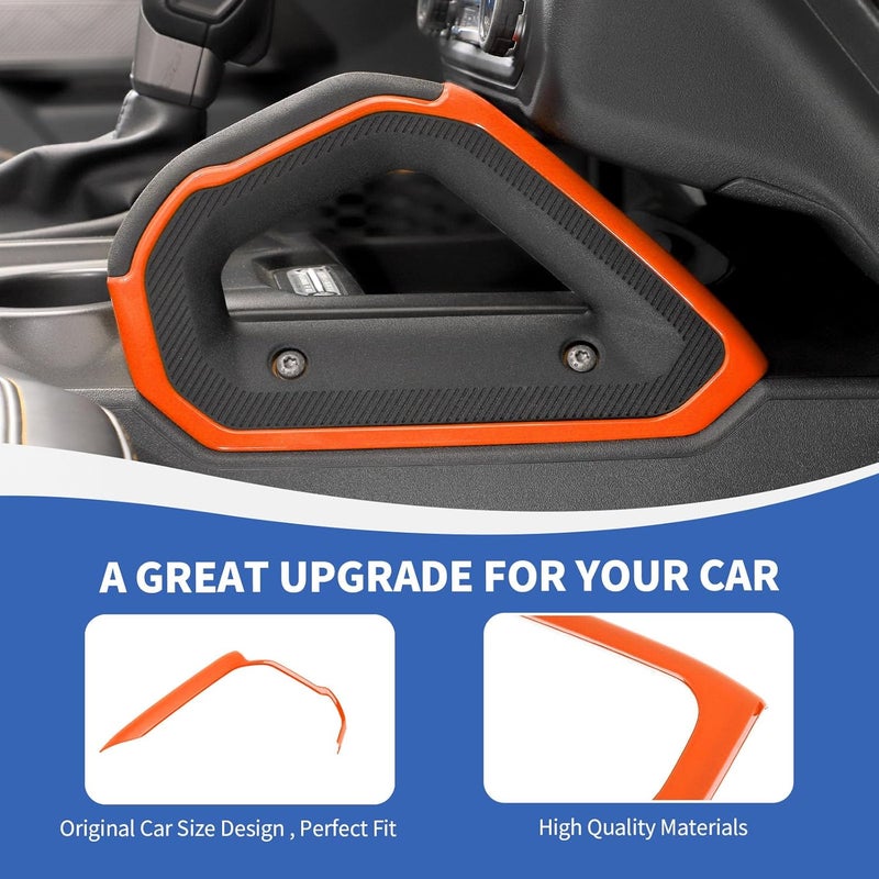 RAZPOY Center Console Dash Grab Handle Cover Trim Compatible with 20212024 Ford Bronco Interior Accessories Orange Not for Bronco Sport - Image 5