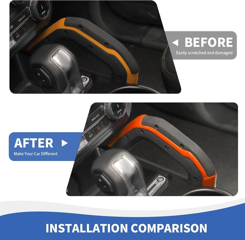 RAZPOY Center Console Dash Grab Handle Cover Trim Compatible with 20212024 Ford Bronco Interior Accessories Orange Not for Bronco Sport - Image 4