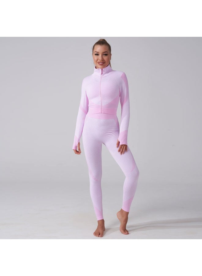 NIBEMINENT Women's 3pcs Seamless Workout Outfits Sets, Yoga Sportswear Tracksuit Leggings and Stretch Sports Bra Fitness - Image 1