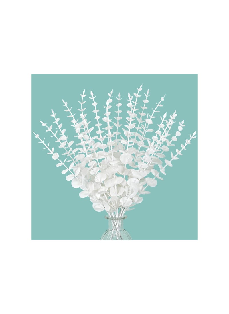SYOSI Eucalyptus Decor, White Eucalyptus Stems, Artificial Eucalyptus Leaves Stems, for Flower Wedding Bouquet Vase Fall Home Office Decor Halloween Decor Thanksgiving Decorations(24Pcs)  - Image 1