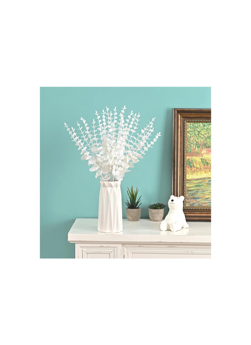 SYOSI Eucalyptus Decor, White Eucalyptus Stems, Artificial Eucalyptus Leaves Stems, for Flower Wedding Bouquet Vase Fall Home Office Decor Halloween Decor Thanksgiving Decorations(24Pcs)  - Image 2
