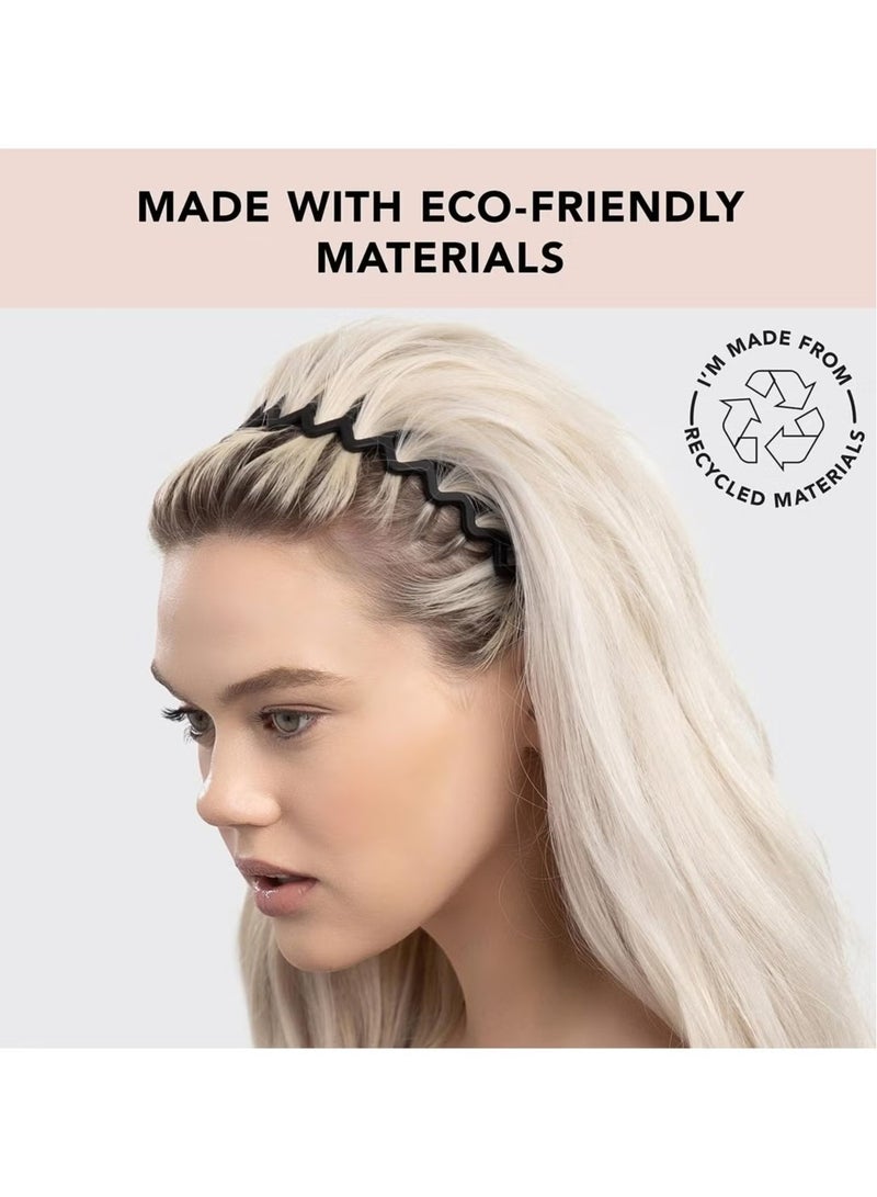 Zig Zag Headbands - Recycled Plastic Hair Band for Men & Women - Classic 90s Headband & Hairband - Mens Headband - Wavy Headband with Teeth - Hair Headbands - 2pcs Black & Amber - Image 3