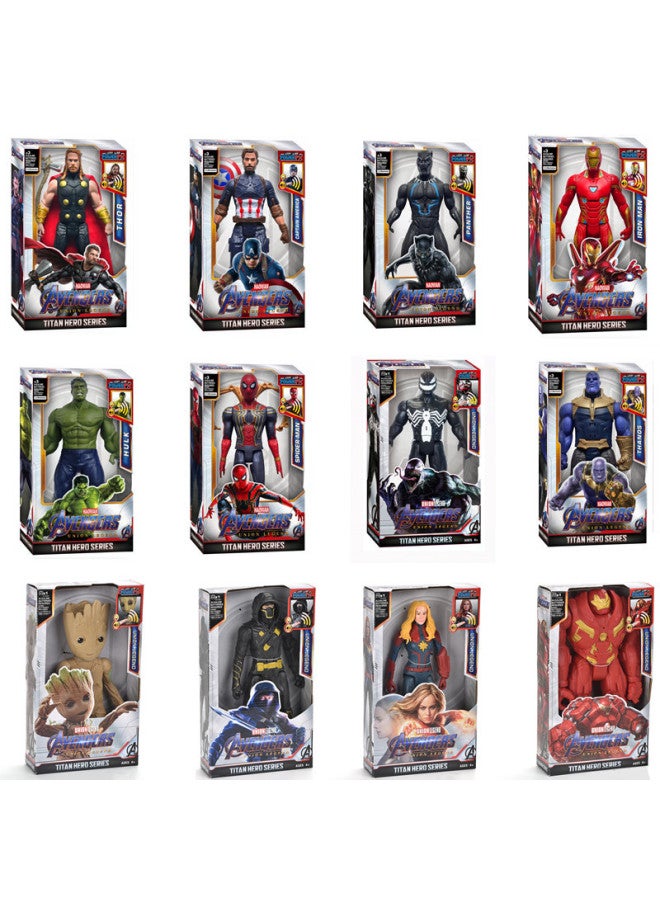 30cm Avengers Sound And Light Hand Joint Movable US Team Spider-Man Iron Man Model Toy-Color:12 Inch Acousto-optic Panther 280g - Image 2