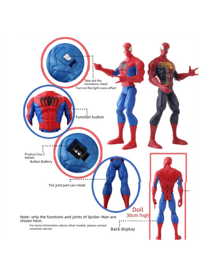 30cm Avengers Sound And Light Hand Joint Movable US Team Spider-Man Iron Man Model Toy-Color:12 Inch Acousto-optic Panther 280g - Image 5