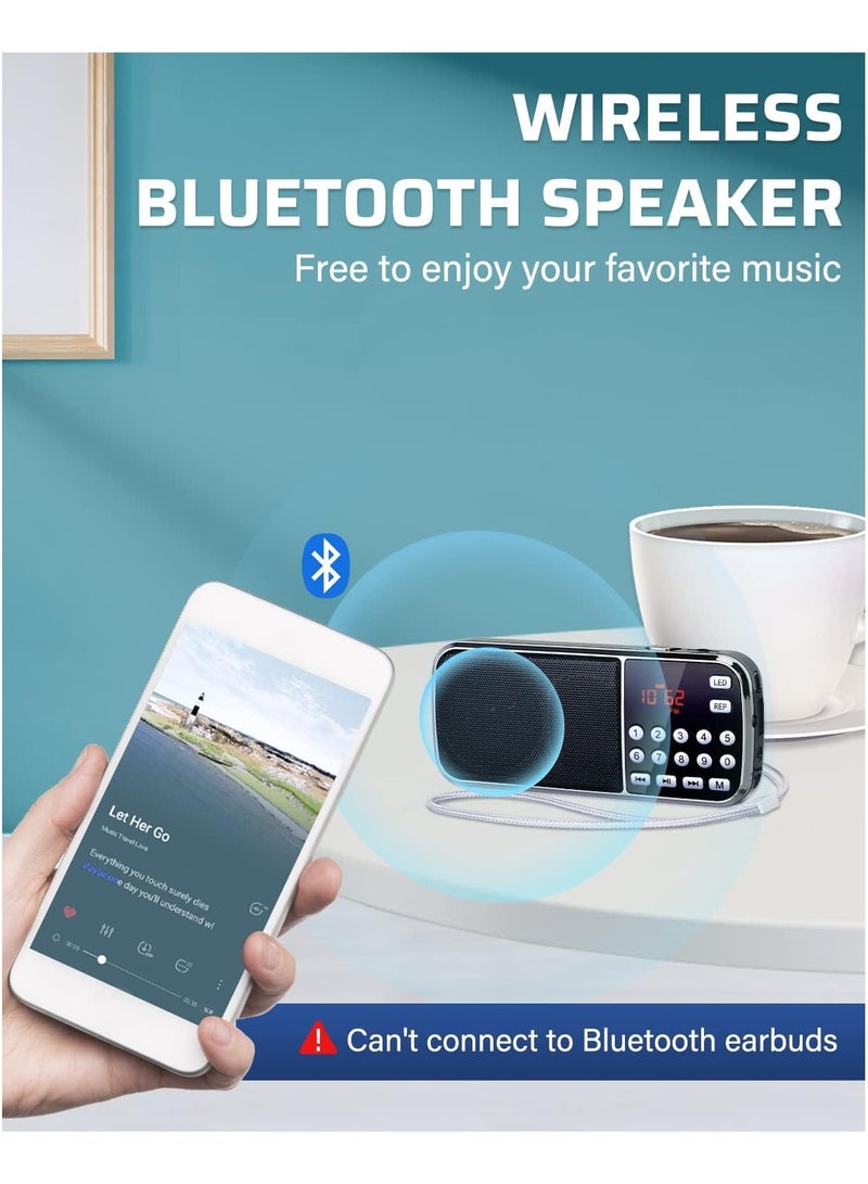 J-189 Bluetooth AM FM Radio Small Portable Radio Dual Speaker Heavy Bass Red - Image 5
