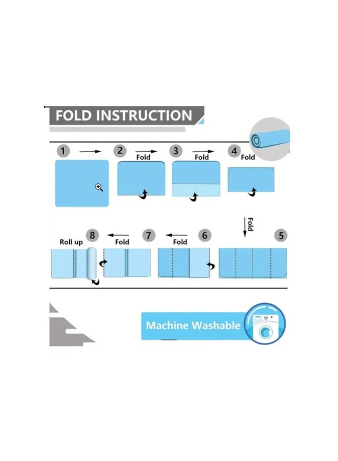 فيو بساط نزهة قابل للطي مقاوم للماء مطبوع ؛ حصيرة بر من قماش الأكسفورد مبطنة من الأسفل قابلة الغسل وإعادة الإستخدام مناسبة للتخييم والشاطئ والهواء الطلق ٢ × ٢ متر - Image 4
