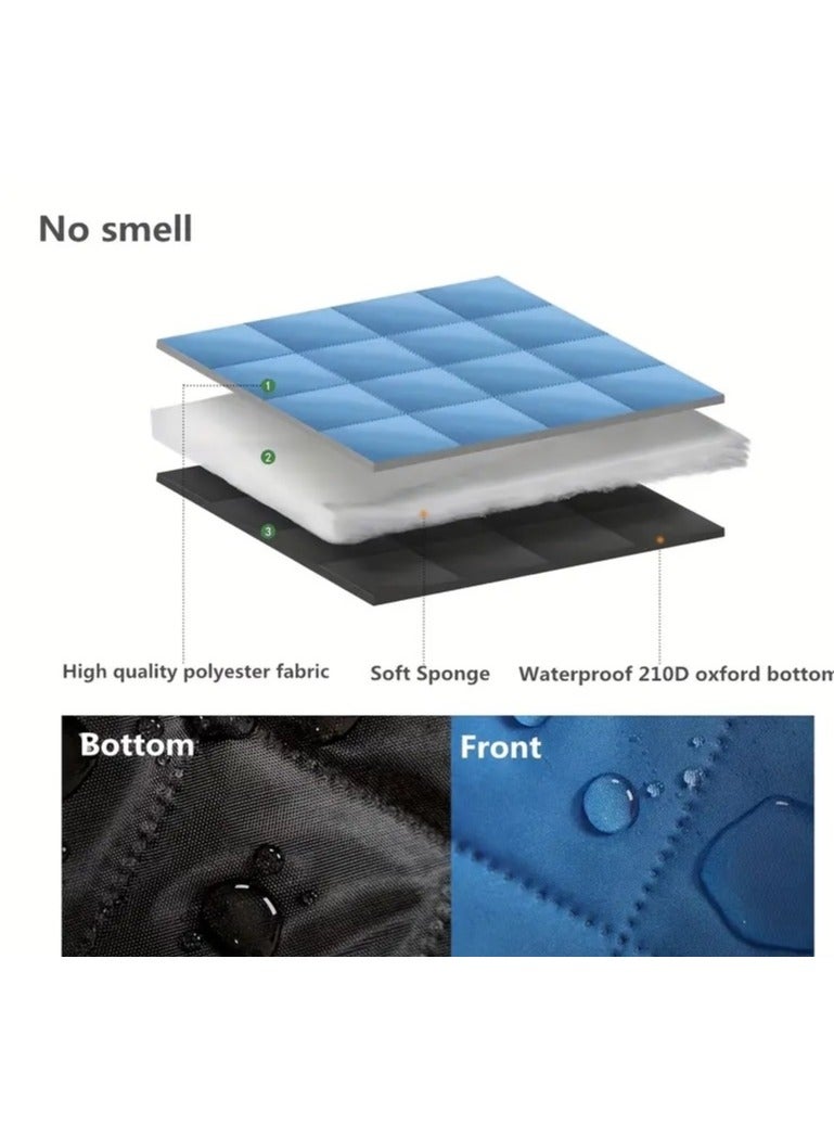 فيو بساط نزهة قابل للطي مقاوم للماء مطبوع ؛ حصيرة بر من قماش الأكسفورد مبطنة من الأسفل قابلة الغسل وإعادة الإستخدام مناسبة للتخييم والشاطئ والهواء الطلق ٢ × ٢ متر - Image 5