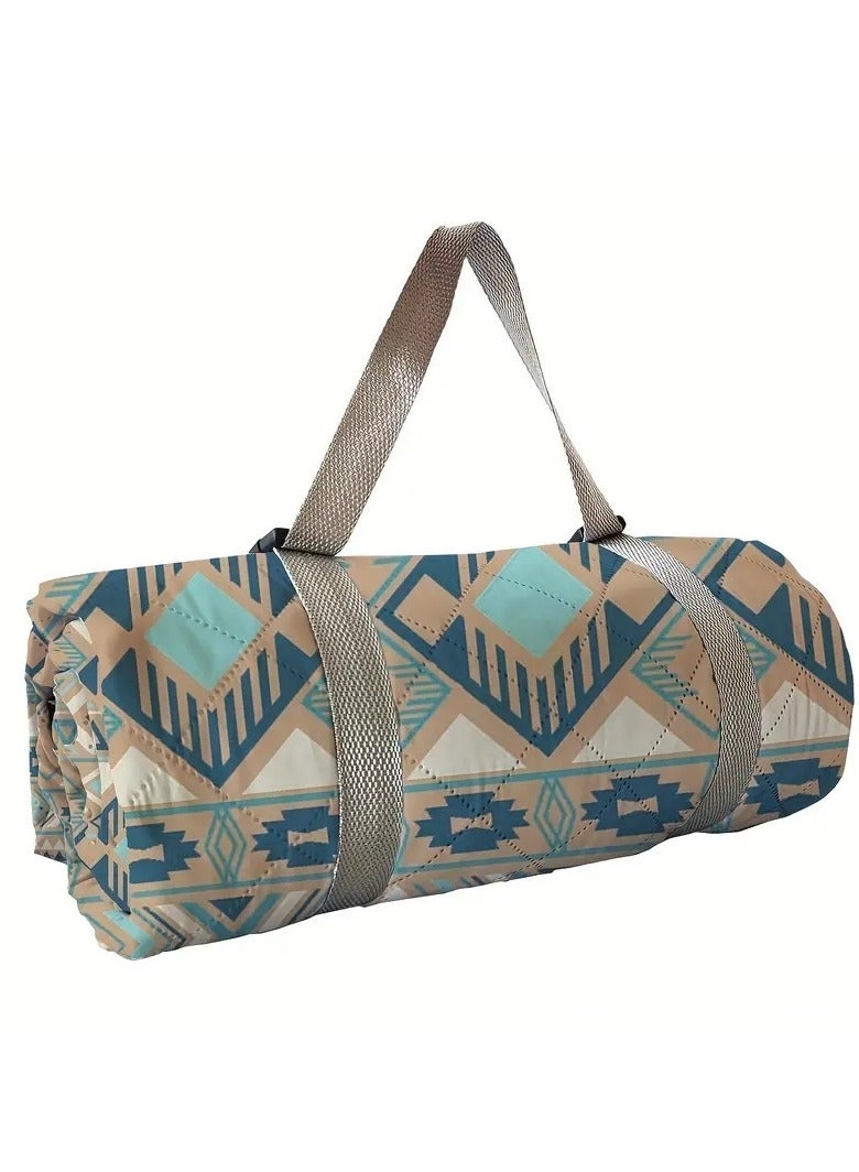 فيو بساط نزهة قابل للطي مقاوم للماء مطبوع ؛ حصيرة بر من قماش الأكسفورد مبطنة من الأسفل قابلة الغسل وإعادة الإستخدام مناسبة للتخييم والشاطئ والهواء الطلق ٢ × ٢ متر - Image 1