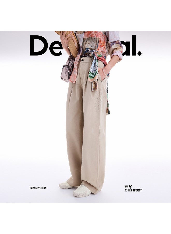 DESIGUAL 25 Fall/Winter New Floral Embroidered Loose Straight-Leg Women'S Casual Pants - Image 3