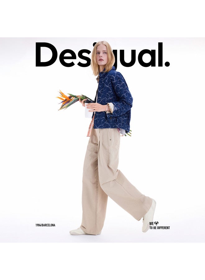 DESIGUAL 25 Fall/Winter New Floral Embroidered Loose Straight-Leg Women'S Casual Pants - Image 4