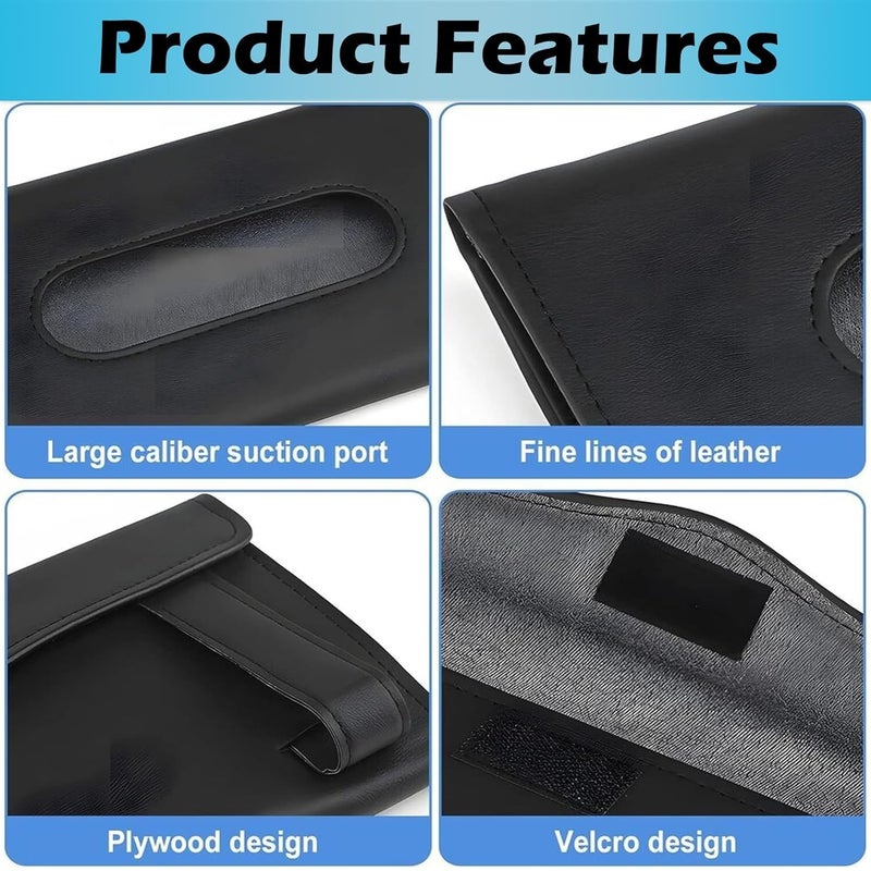 Cabius Car Tissue Box & Napkin Holder – PU Leather Paper Towel & Wipes Case for Sun Visor Holder | Universal Car Interior Accessory – Compatible with All Cars (Black) - Image 5