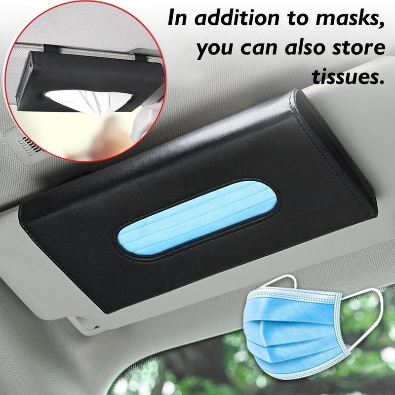 Cabius Car Tissue Box & Napkin Holder – PU Leather Paper Towel & Wipes Case for Sun Visor Holder | Universal Car Interior Accessory – Compatible with All Cars (Black) - Image 3