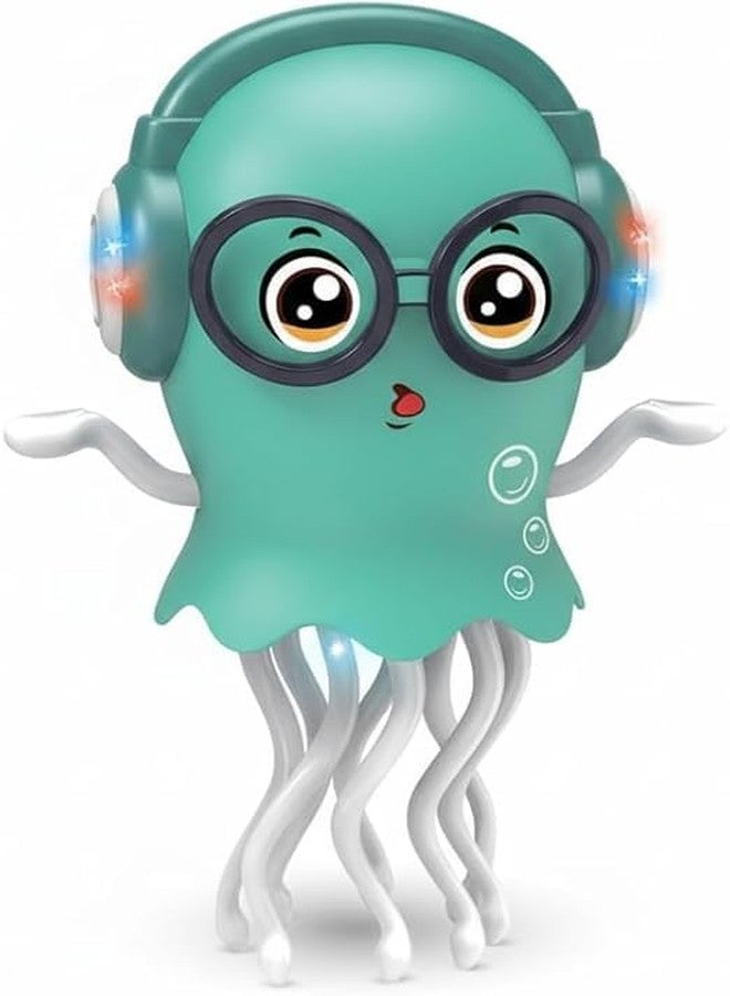 MANVI Octopus Toy for Kids, Wind-up Key Operated Dancing Jellyfish, Interactive Sensory Development for Infants & Kids, Crazy Crawling Toy (ELECTRICK Octopus Green) - Image 1