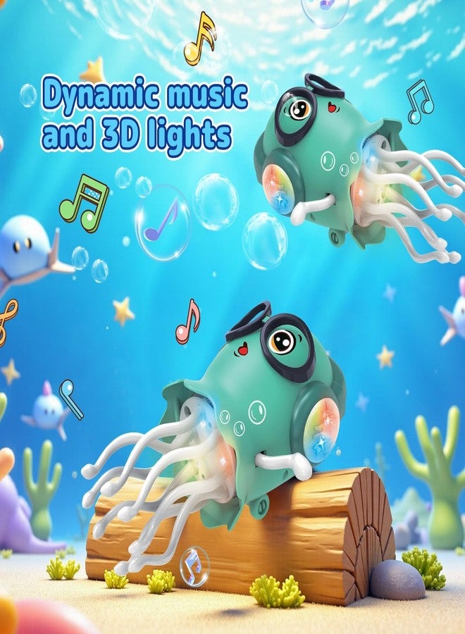 MANVI Octopus Toy for Kids, Wind-up Key Operated Dancing Jellyfish, Interactive Sensory Development for Infants & Kids, Crazy Crawling Toy (ELECTRICK Octopus Green) - Image 4