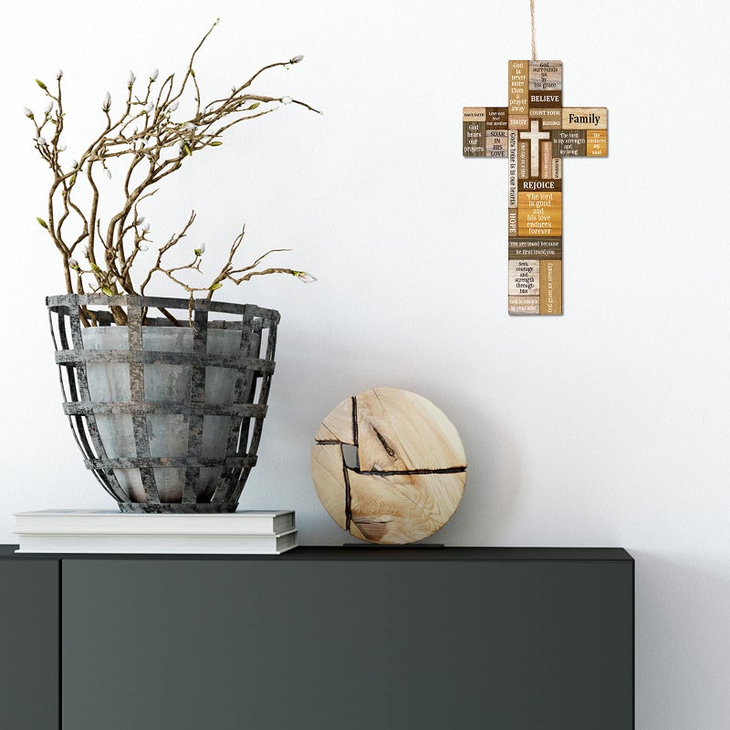 Jetec Cross Wall Decor Christian Wooden Cross Easter Religious Faith Biblical Verse Wall or Table Sign for Easter First Communion Gift Farmhouse Home Hanging Decoration(10.6 x 6.1 Inch) - Image 3